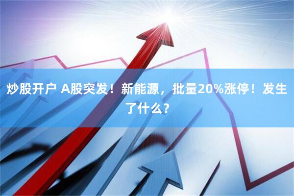 炒股开户 A股突发！新能源，批量20%涨停！发生了什么？